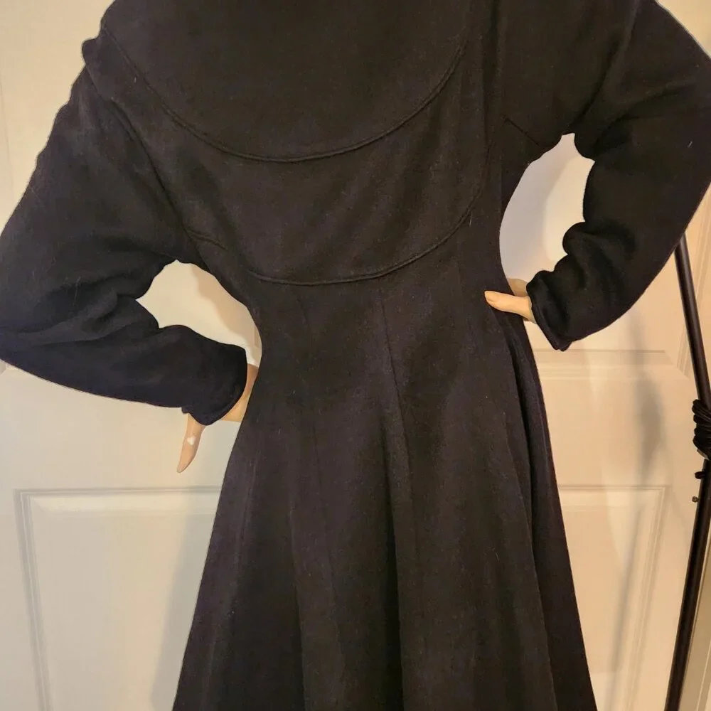 Vintage Princess  Black Wool Coat MCM  Est Size 2 to 4 Wearable Collectors Item - Picture 9 of 17